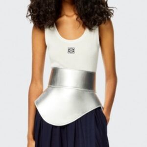 Authentic NWT Loewe Metallic Leather Obi Belt szM